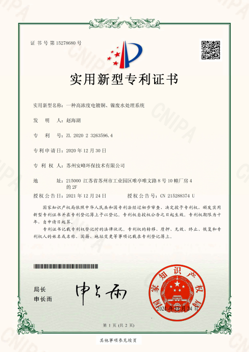 一種高濃度電鍍銅、鎳廢水處理系統(tǒng)